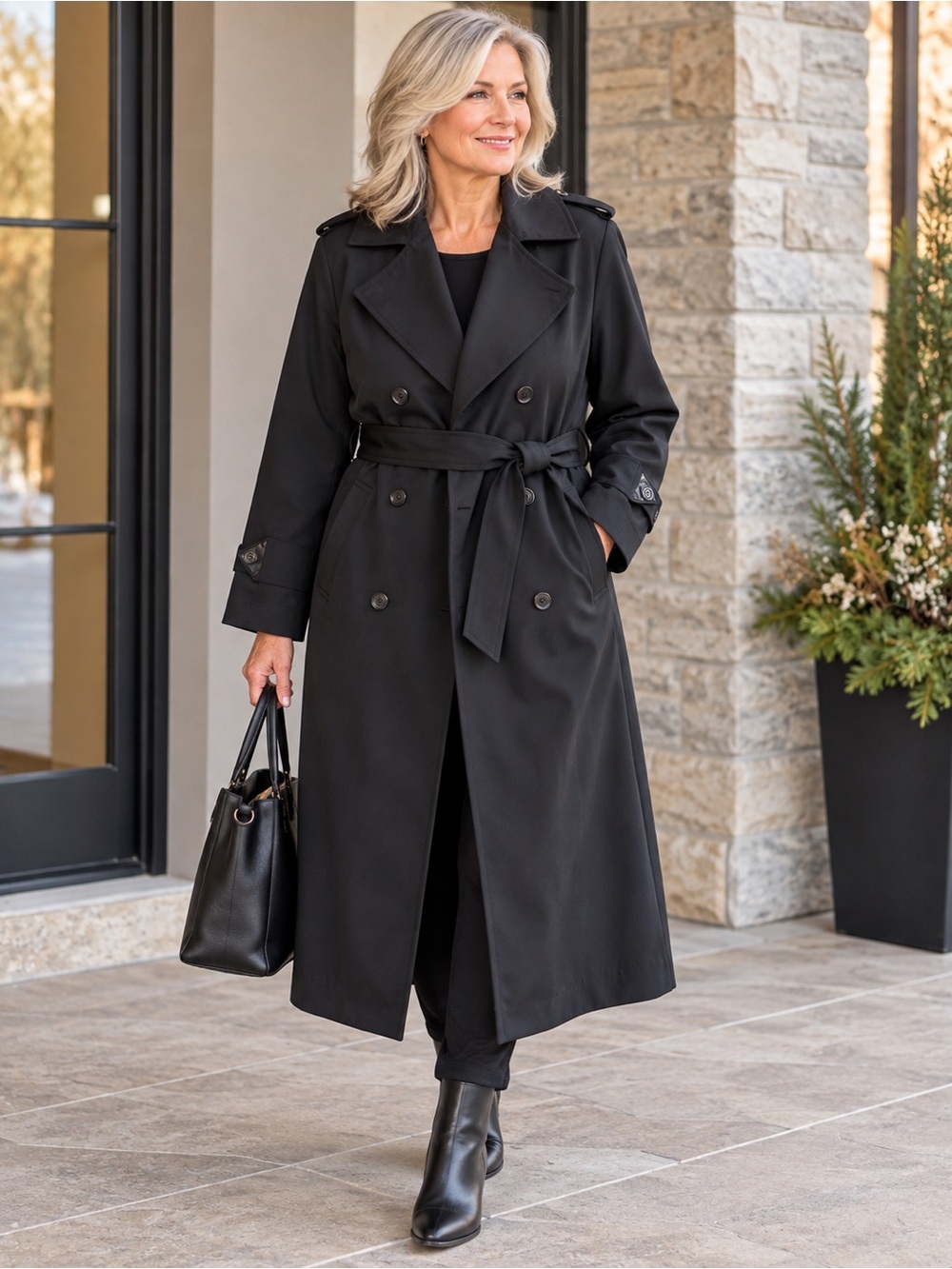Vintage Nuage by Marlo Women’s Wool Black Double-Breasted Coat